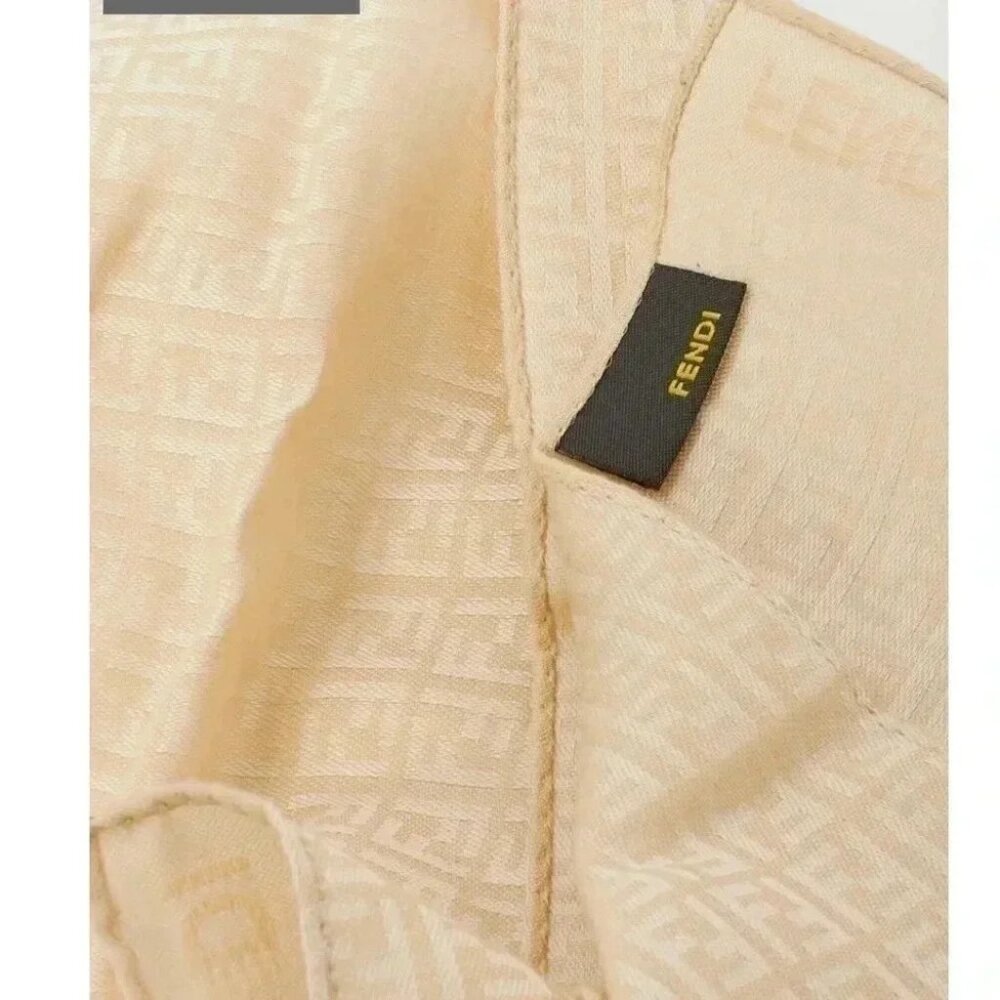 EUC Fendi beige Zucchino FF Logo Printed Scarf - Picture 9 of 9